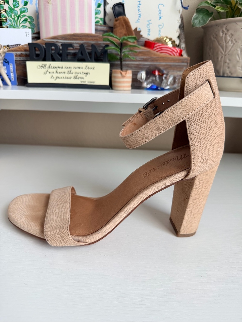 Madewell Ankle Strap Open Toe Nude Heels